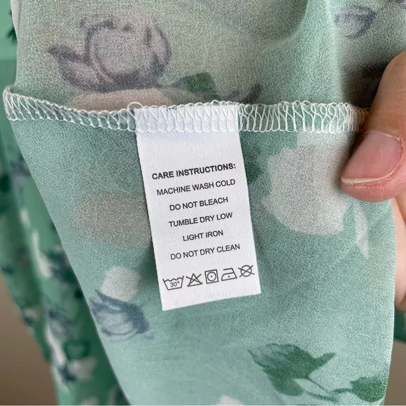 Green White Floral Maxi Boho Bohemian Long Dress New Women Medium - Picture 8 of 8